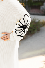 Beige Flower Embroidered Drop Shoulder Open Front Duster Cardigan Cardigans JT's Designer Fashion
