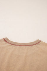 Pale Khaki Mineral Wash Stud Beaded Star Graphic Pocketed T Shirt Dress T Shirt Dresses JT's Designer Fashion