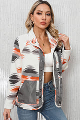 Multicolour Aztec Fleece Patchwork Snap Button Jacket Jackets JT's Designer Fashion