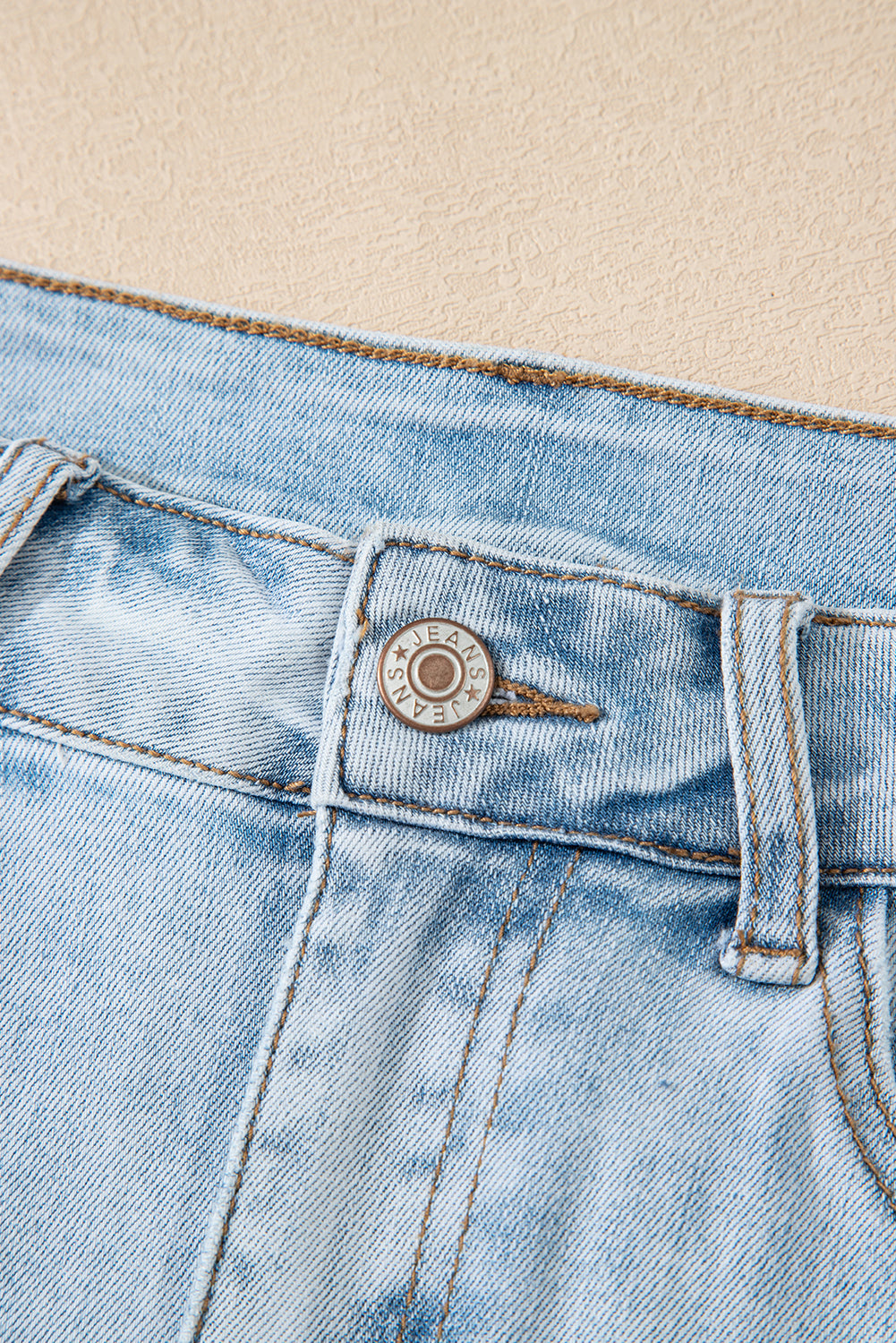 Beau Blue High Rise Distressed Raw Hem Denim Shorts Denim Shorts JT's Designer Fashion