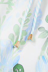 Sky Blue Floral Contrast Edge Layered Short Sleeve Mini Dress Floral Dresses JT's Designer Fashion