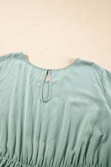 Grass Green Ruffle Trim Short Sleeve Plus Size Flared Mini Dress Plus Size Mini Dresses JT's Designer Fashion