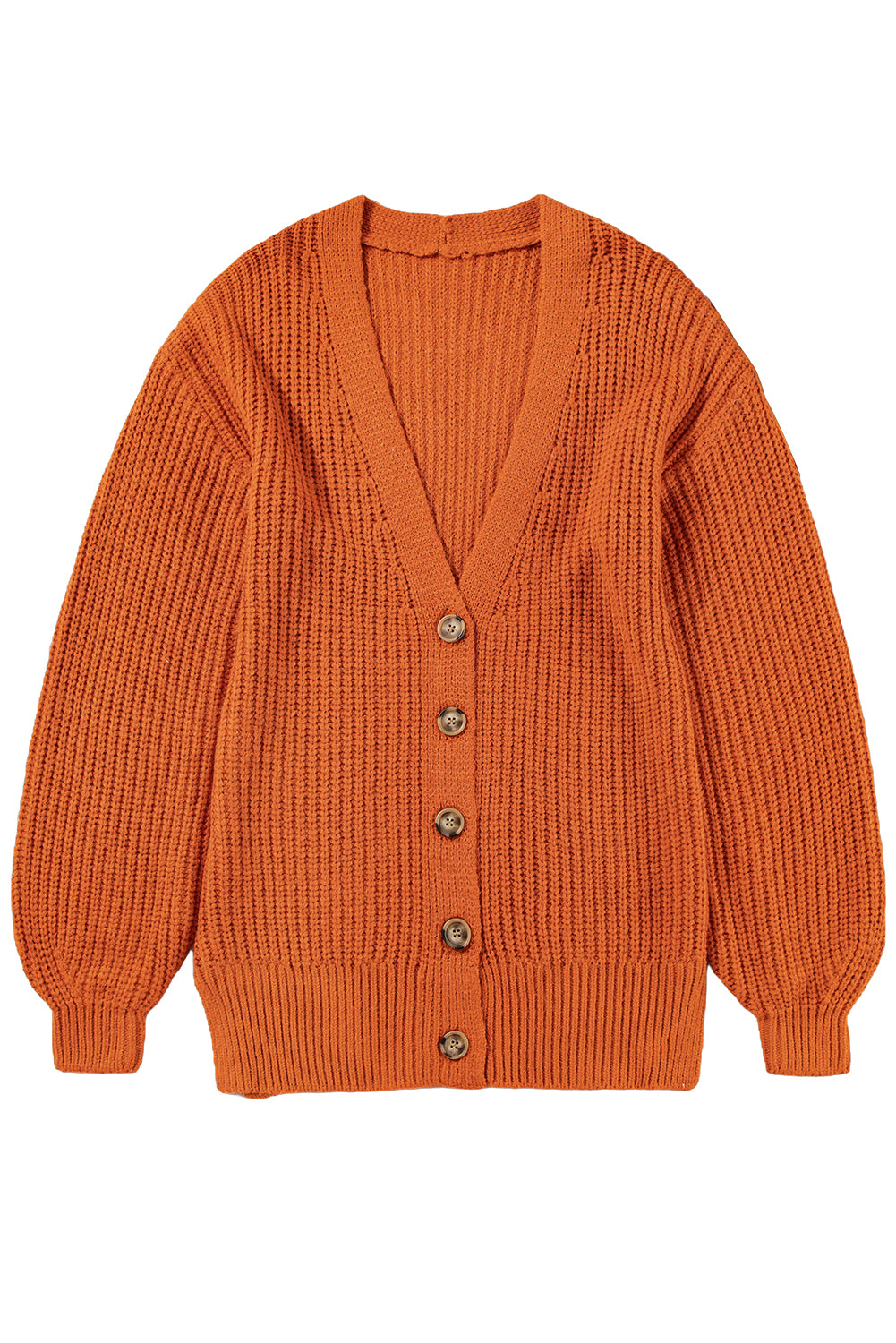 Gold Flame Button Front V Neck Chunky Cardigan Sweater Cardigans JT's Designer Fashion