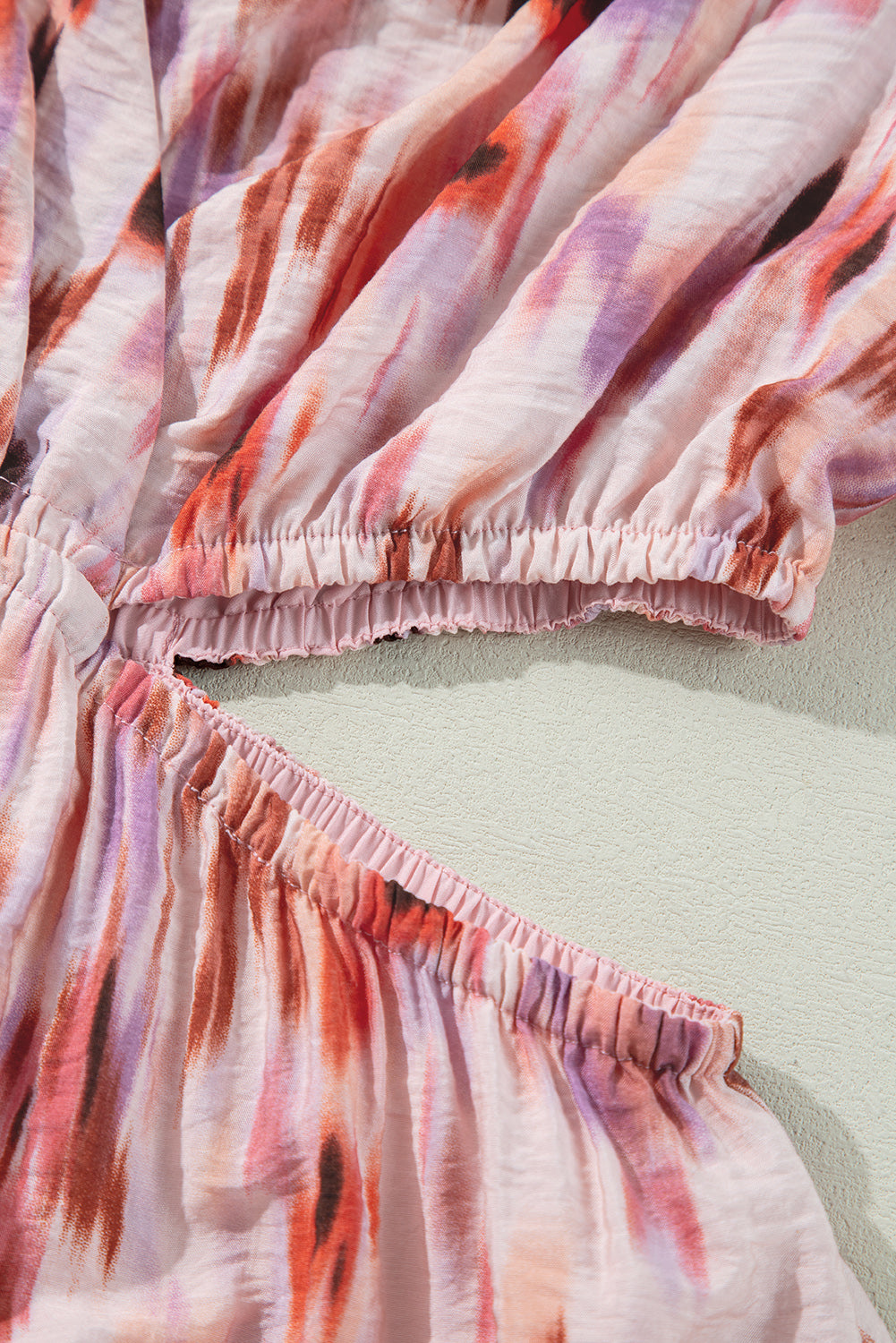 Pink Abstract Printed Flutter Sleeve Daring Cutout Long Dress Maxi Dresses JT's Designer Fashion