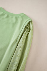 Mist Green Solid Patchwork Sleeve Round Neck Sweatshirt Sweatshirts & Hoodies JT's Designer Fashion