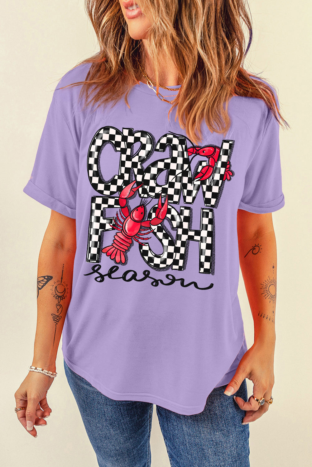 Wisteria Craw Fish Season Graphic Short Sleeve Top Graphic Tees JT's Designer Fashion