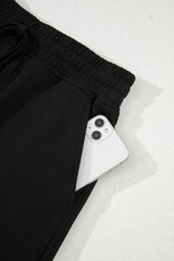 Black French Terry Drawstring Mini Skort with Pockets Skirts & Petticoat JT's Designer Fashion