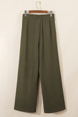 Jungle Green Plus Size Textured Shirred High Waist Casual Pants Plus Size Bottoms JT's Designer Fashion