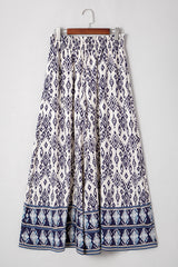 Blue Boho Pattern Print High Waist Wide Leg Loose Pants Pants & Culotte JT's Designer Fashion
