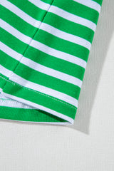 Dark Green Striped Cap Sleeve Tee and Shorts Set Short Sets JT's Designer Fashion