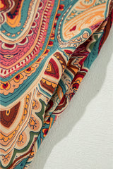 Red Paisley Printed Spaghetti Straps Elegant Wide Leg Jumpsuit Jumpsuits & Rompers JT's Designer Fashion