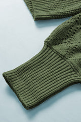 Green Bishop Sleeve Button V Neck Cardigan Sweater Cardigans JT's Designer Fashion