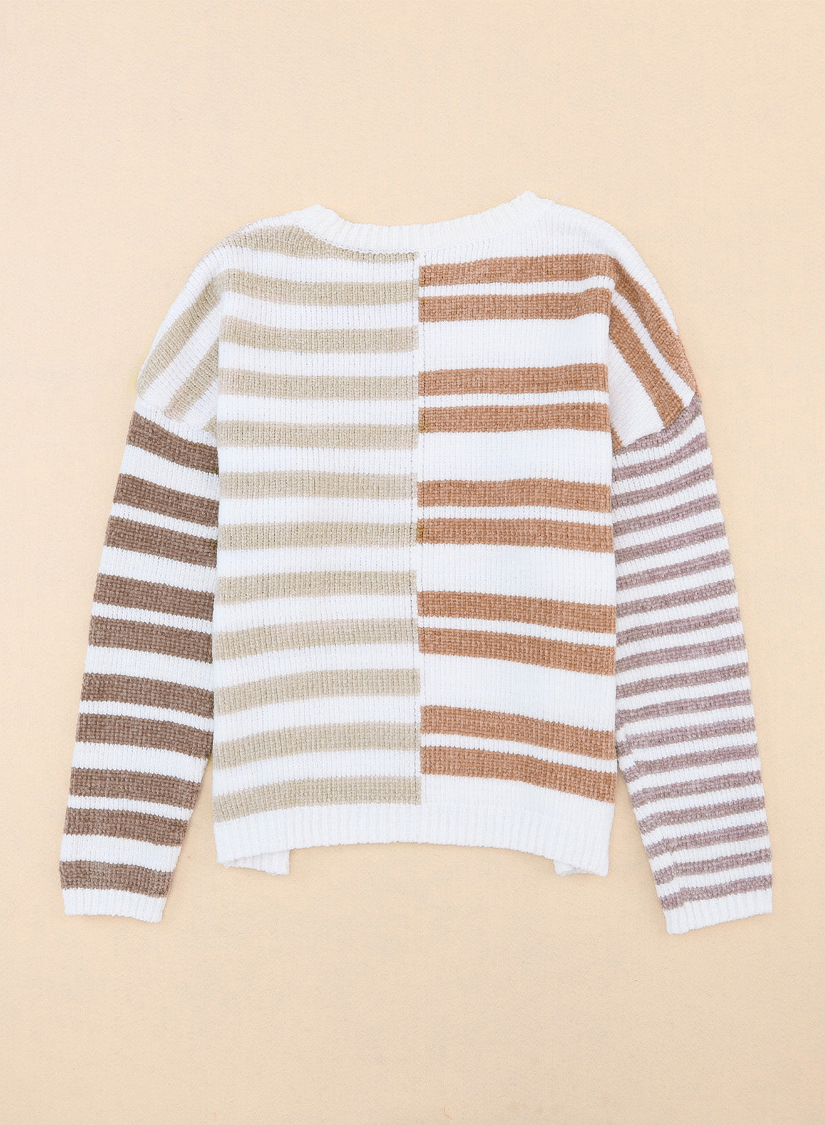 Stripe Blocked Drop Shoulder Slouchy Sweater Sweaters JT's Designer Fashion