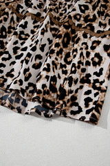 Brown Leopard Print Bubble Sleeve Square Neck Long Dress Maxi Dresses JT's Designer Fashion
