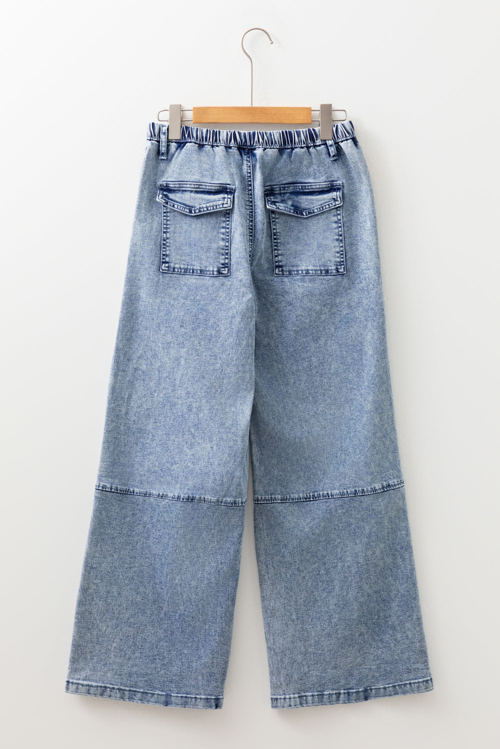 Ashleigh Blue Acid Wash Exposed Seam Drawstring Elastic Waistband Jeans Jeans JT's Designer Fashion