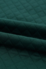 Green Geometric Texture Plaid Trim Sweatshirt Sweatshirts & Hoodies JT's Designer Fashion