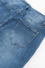 Blue High Waist Seam Stitching Pocket Flare Jeans Jeans JT's Designer Fashion