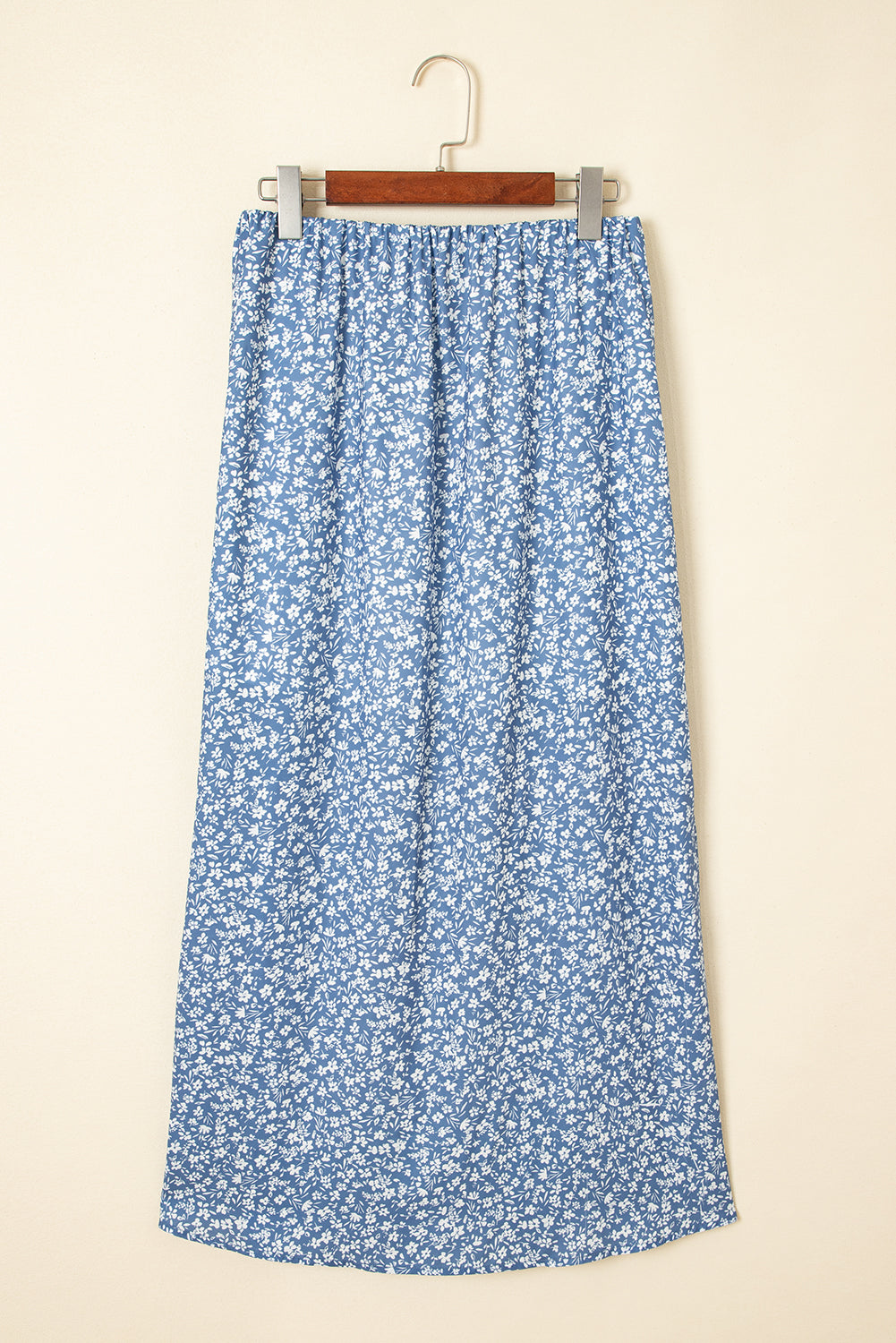 Sky Blue Boho Floral High Waist Long Skirt with Side Split Skirts & Petticoat JT's Designer Fashion