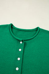 Bright Green Solid Color Knit Button Drop Shoulder Sweater Cardigan Cardigans JT's Designer Fashion