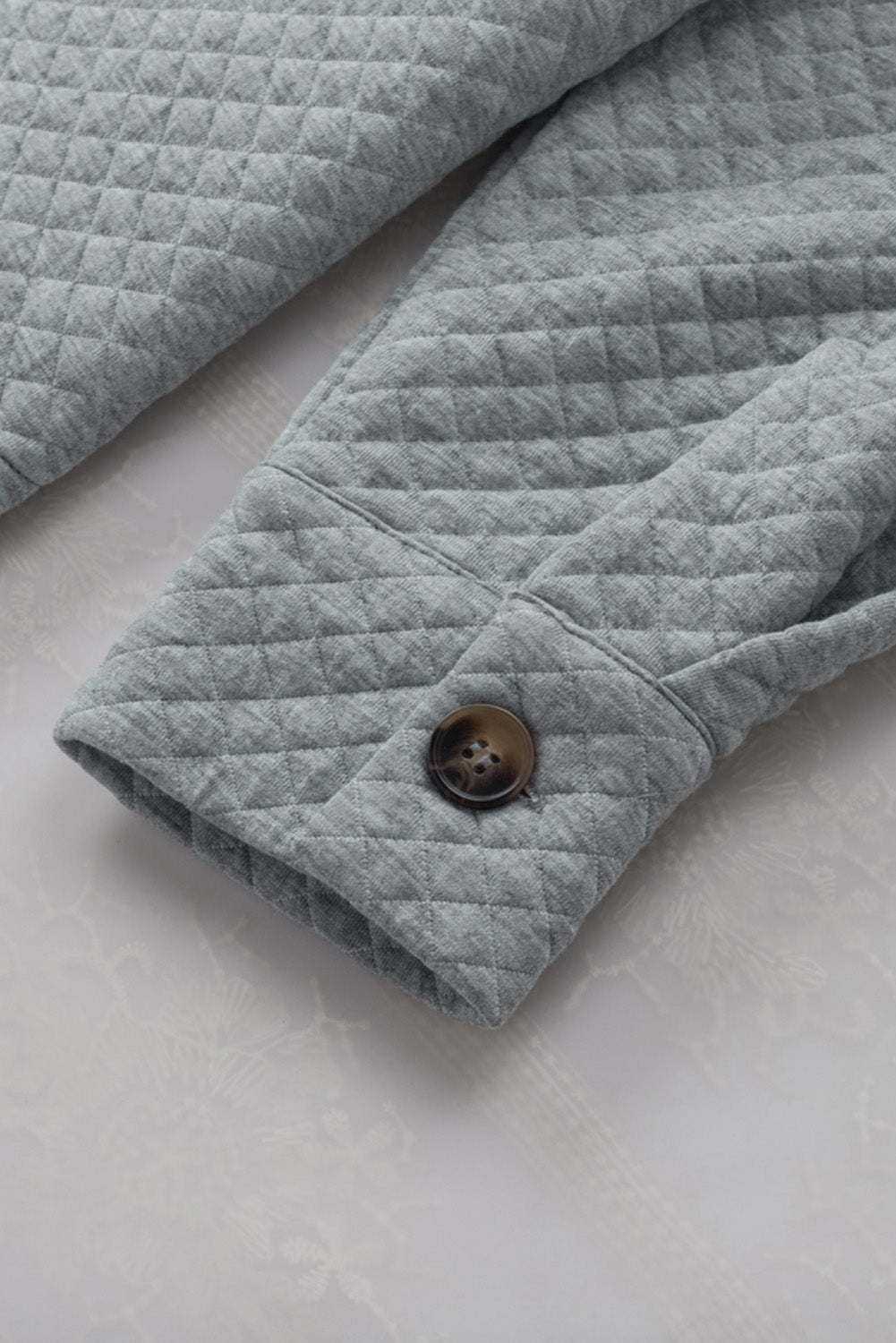Gray Retro Quilted Flap Pocket Button Shacket Jackets JT's Designer Fashion