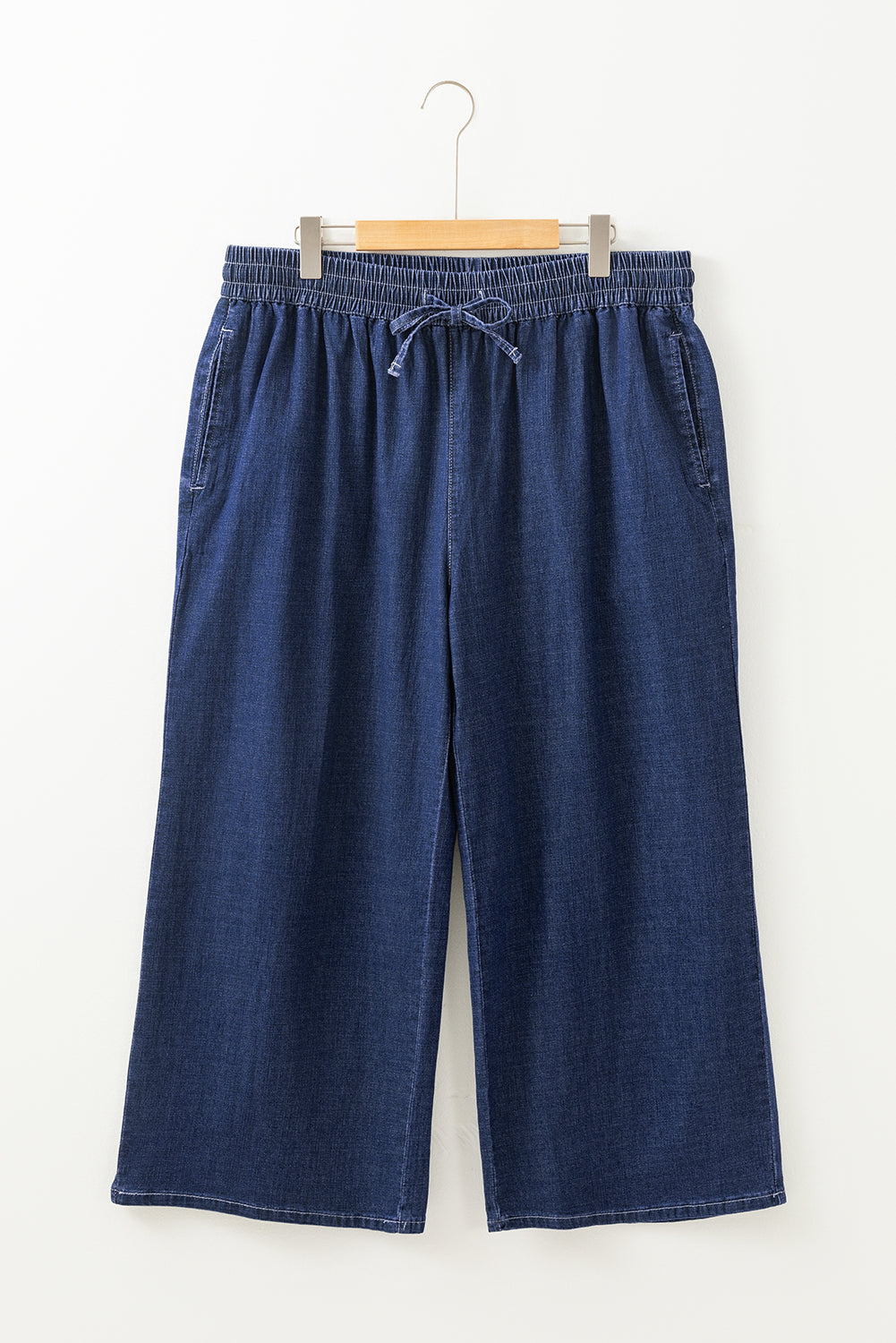 Real Teal Plus Size Drawstring High Waist Wide Leg Casual Jeans Plus Size Bottoms JT's Designer Fashion