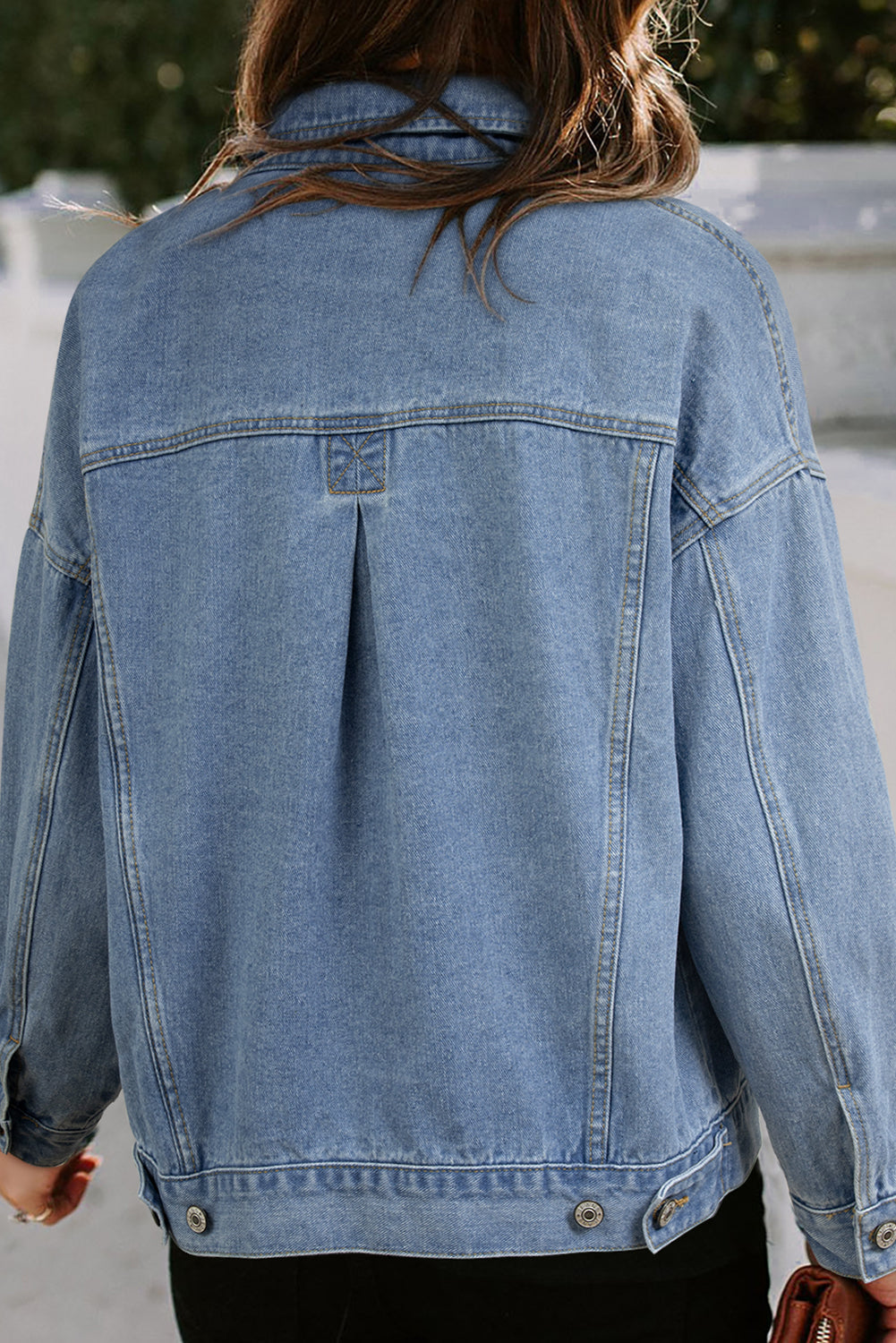 Wild Wind Washed Oversize Pocketed Denim Jacket Denim Jackets JT's Designer Fashion