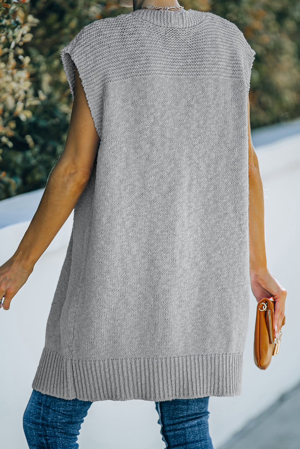 Gray Basic Vest Cardigan Sweater Sweaters & Cardigans JT's Designer Fashion