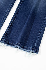Sail Blue Mineral Wash Raw Hem High Waist Flared Jeans Jeans JT's Designer Fashion