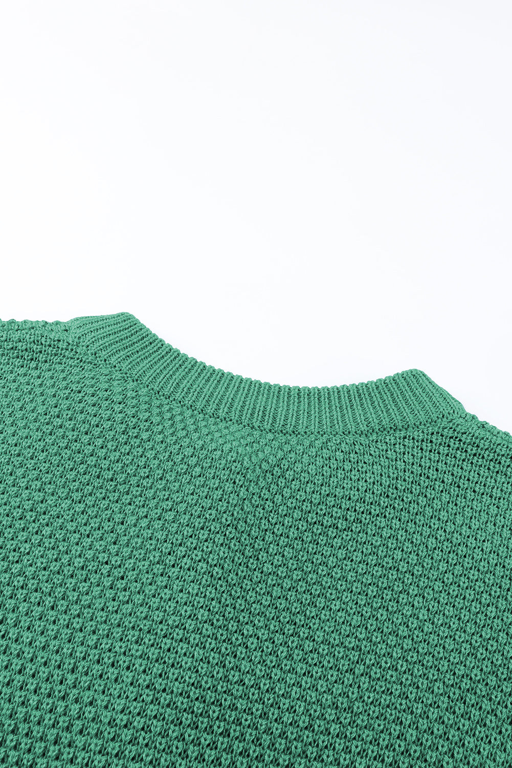 Green Henley Pullover Drop Shoulder Sweater with Slits Sweaters JT's Designer Fashion