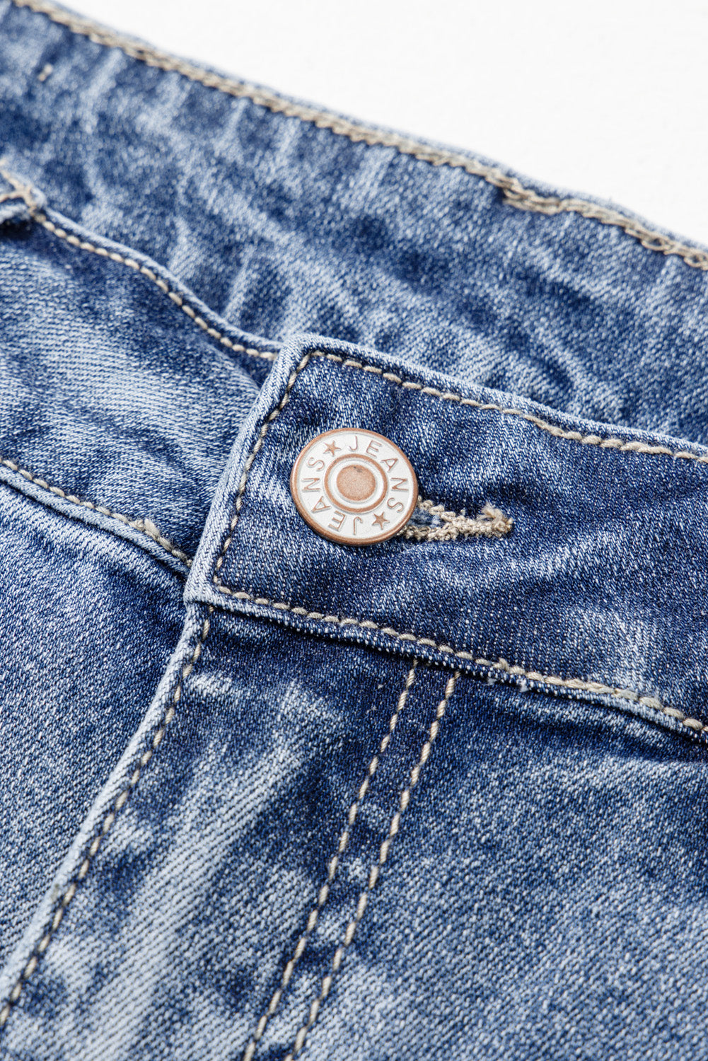 Dusk Blue High Rise Ripped Distressed Hem Flared Jeans Jeans JT's Designer Fashion