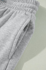 Light Grey Solid Color Fleece Lined Drawstring Waist Joggers Pants & Culotte JT's Designer Fashion