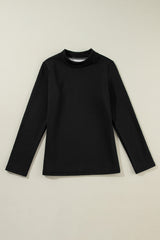 Black Mock Neck Thermal Lined Long Sleeve Tee Long Sleeve Tops JT's Designer Fashion