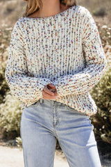 White Confetti Reversible Twist Sweater Sweaters JT's Designer Fashion