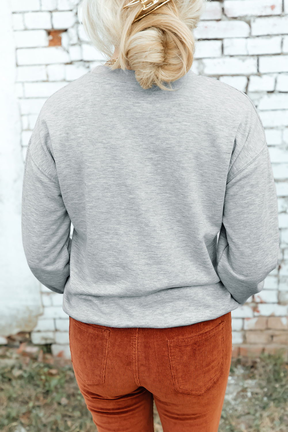 Gray Sequined Clover Patch St Patrick Fashion Sweatshirt Graphic Sweatshirts JT's Designer Fashion