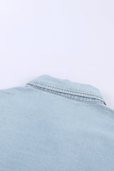 Sky Blue Contrast Leopard Denim Jacket Denim Jackets JT's Designer Fashion