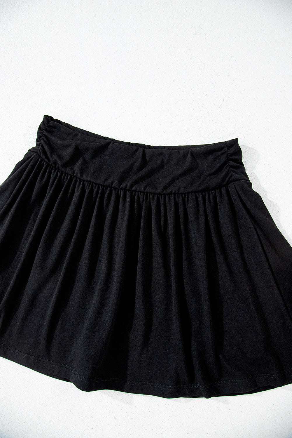 Black Wide Waistband Ruched Skort Casual Shorts JT's Designer Fashion