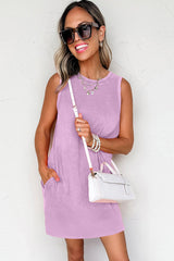 Phalaenopsis Mineral Wash Tank Mini Dress with Pockets Dresses JT's Designer Fashion