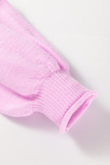 Pink Raw Edge Ribbed Detail Drop Shoulder Sweater Sweaters JT's Designer Fashion