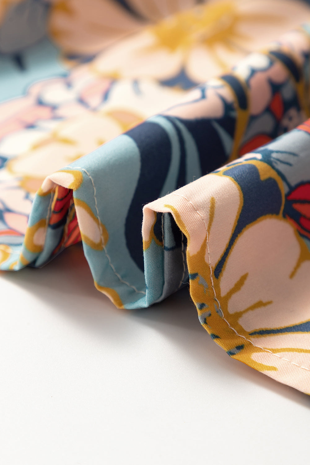 Multicolour Boho Floral Print Crochet Patchwork V Neck Loose Mini Dress Mini Dresses JT's Designer Fashion