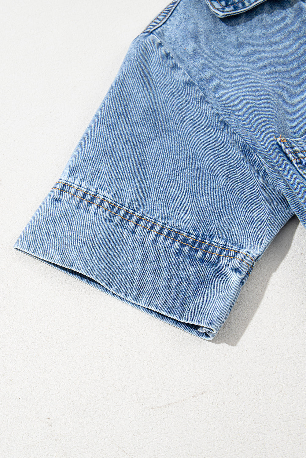 Beau Blue Short Sleeve Collared Patched Pocket Denim Mini Dress Mini Dresses JT's Designer Fashion