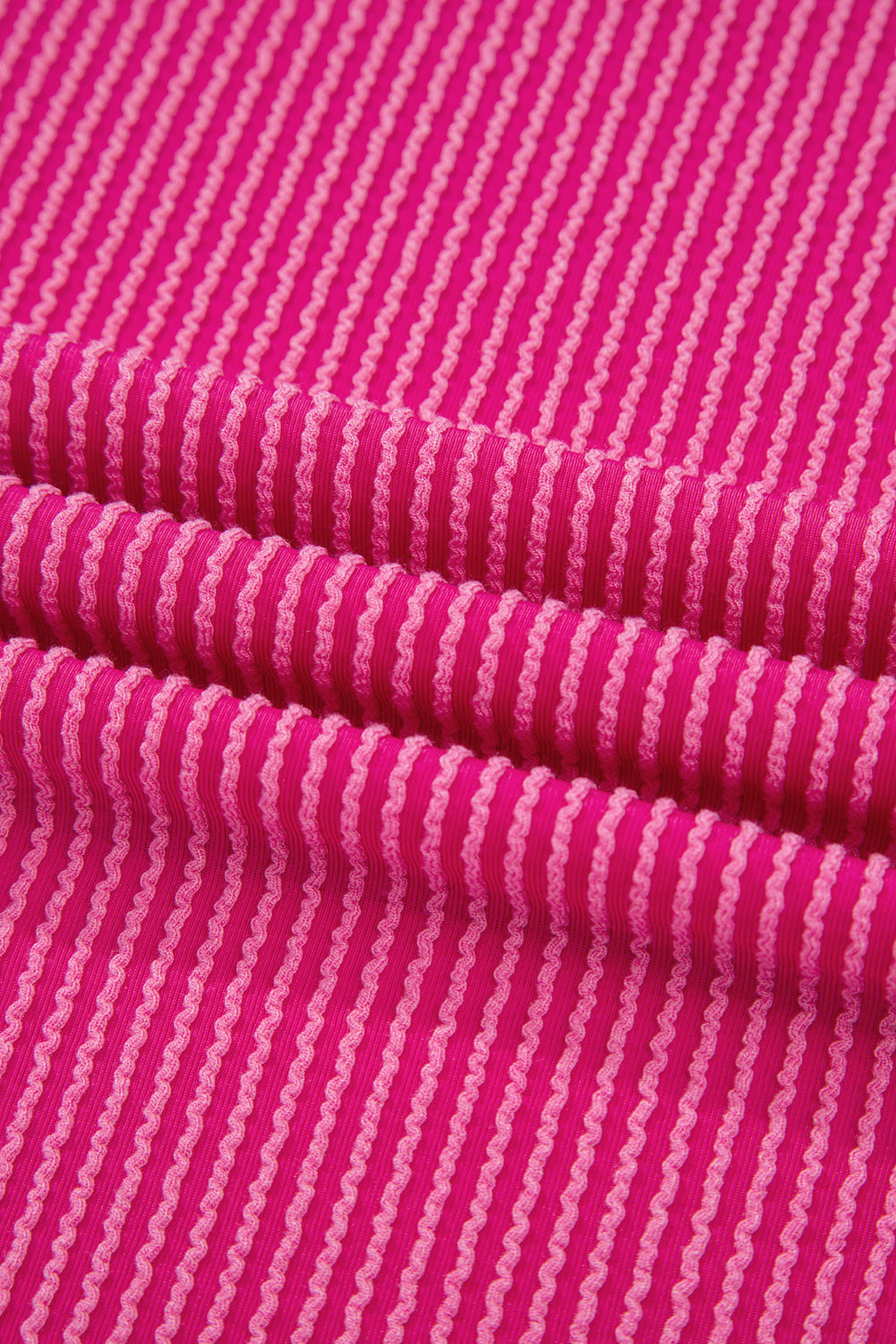 Rose Red 3D Spiral Ribbed Texture 2 Tones Patchwork Short Set Short Sets JT's Designer Fashion