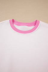 Strawberry Pink Color Block Pullover and Lace-up Elastic Waist Shorts Set Short Sets JT's Designer Fashion