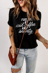 Black FUELED BY iced coffee AND anxiety Graphic Tee Graphic Tees JT's Designer Fashion