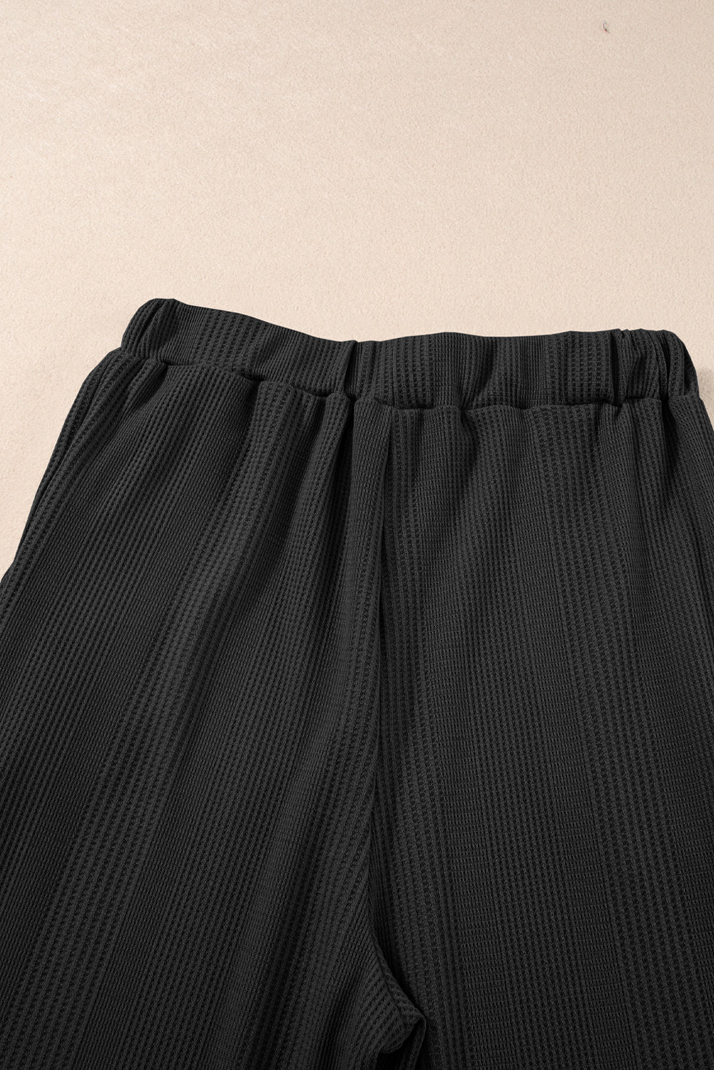 Black Solid Color Ribbed Ruffle Tank Top and Pants Set Pant Sets JT's Designer Fashion