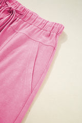 Bonbon Mineral Wash Exposed Seam Drawstring High Waist Wide Leg Cargo Pants Casual Shorts JT's Designer Fashion