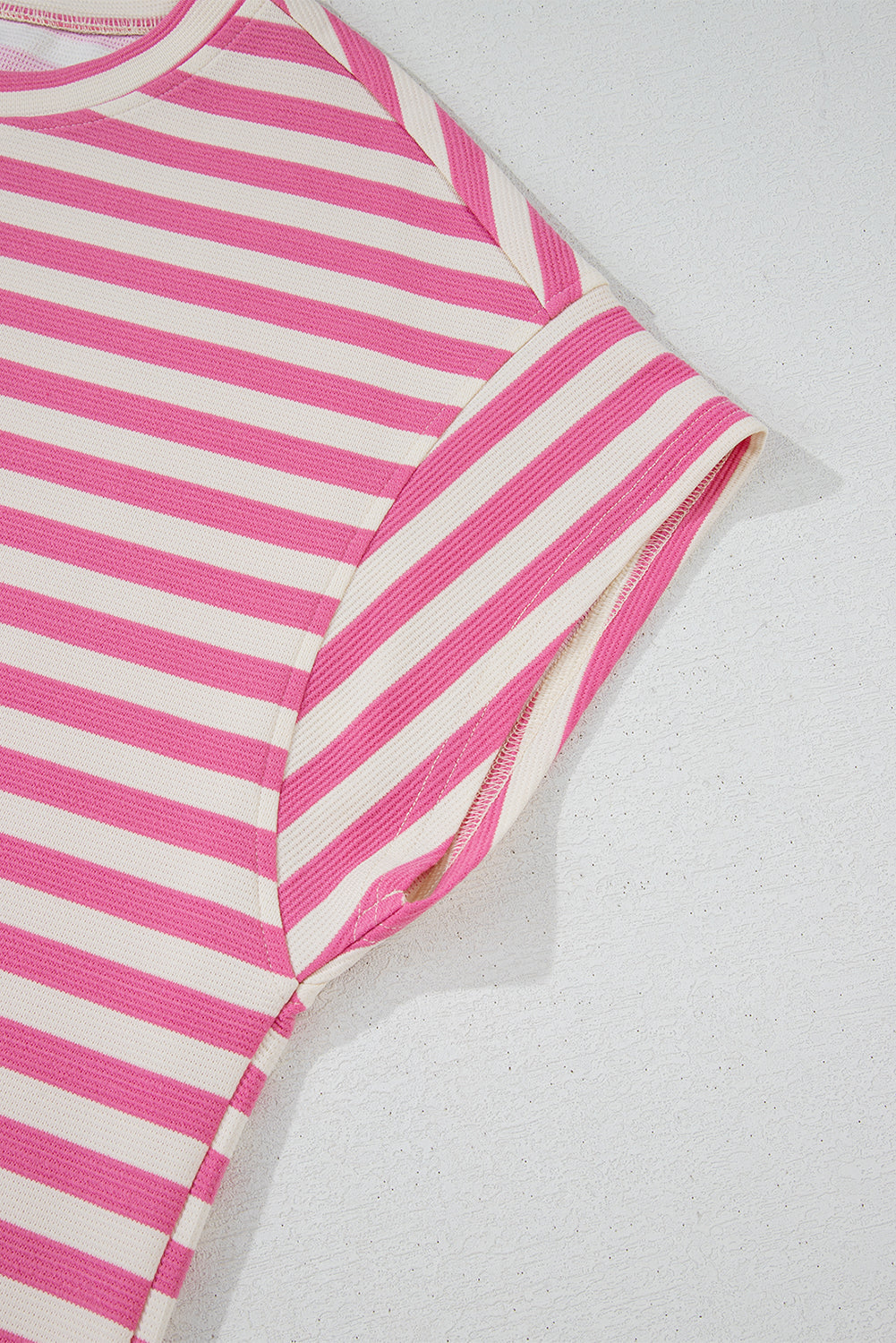 Rose Stripe Crew Neck T Shirt and Drawstring Shorts Set Short Sets JT's Designer Fashion
