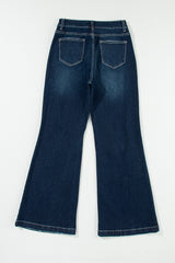 Real Teal High Rise Ripped Bell Bottom Jeans Jeans JT's Designer Fashion
