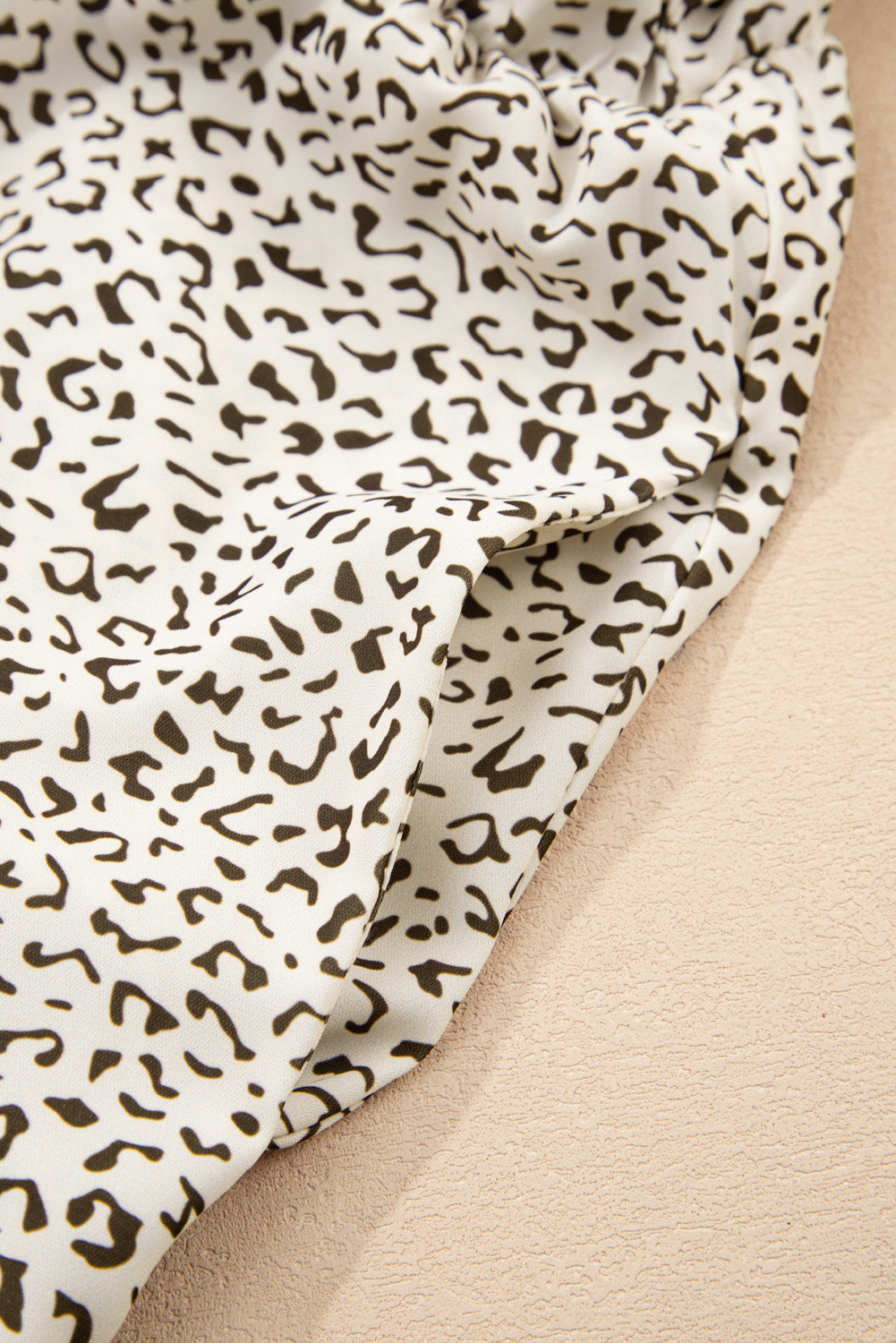 Beige Plus Size Leopard Print Frill Trim Short Sleeve Flared Dress Plus Size Midi Dresses JT's Designer Fashion