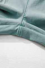 Smoke Green Mineral Wash Drawstring High Waist Wide Leg Jeans Jeans JT's Designer Fashion