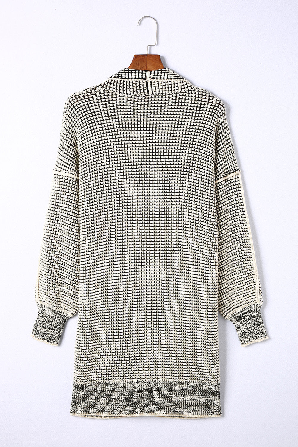 Apricot Plaid Knitted Long Open Front Cardigan Sweaters & Cardigans JT's Designer Fashion